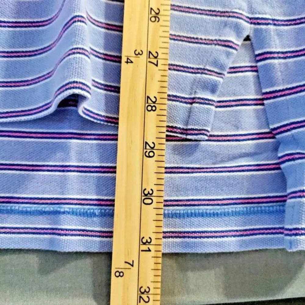 RALPH LAUREN POLO‎ Classic Fit Men L Golf Shirt Purple/Pink Striped Short Sleeve